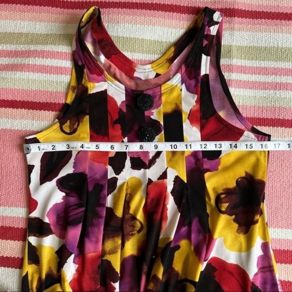 Dress Womens Small Multi-Colored Floral Print Pockets Stretch Sleeveless - Picture 15 of 15